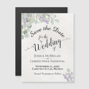 Invitation Magnétique Mariage Enregistrer la date Eucalyptus & Lavender 