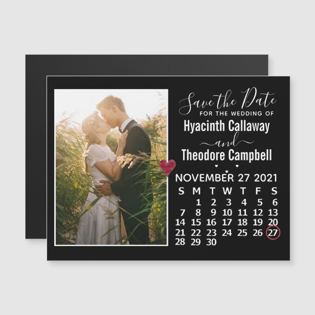 Invitation Magnétique Mariage Enregistrer la date novembre 2021 Calendri (Devant / Derrière)