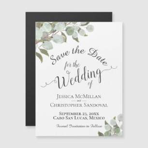 Invitation Magnétique Mariage Eucalyptus Enregistrer la date Calligraphi