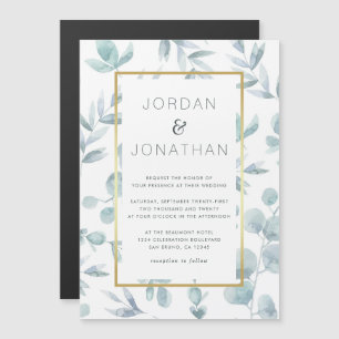 Invitation Magnétique Mariage Feuille de l'aquarelle botanique de charme