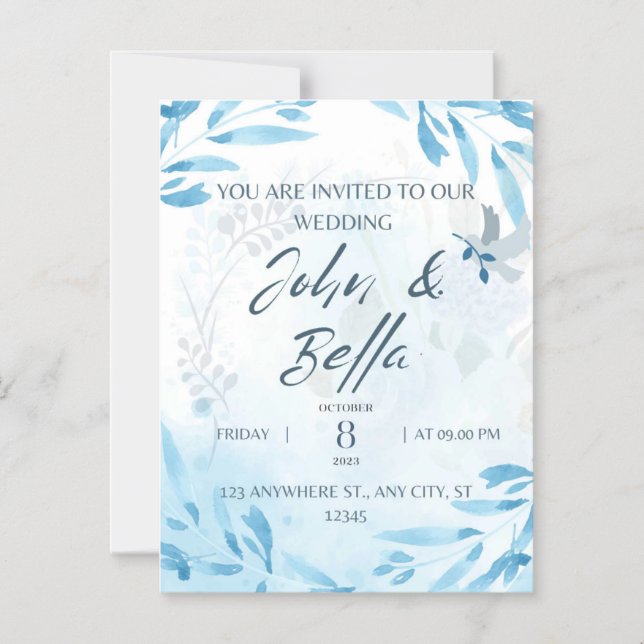Invitation Magnétique Mariage floral enregistrer l'invitation de date (Recto)