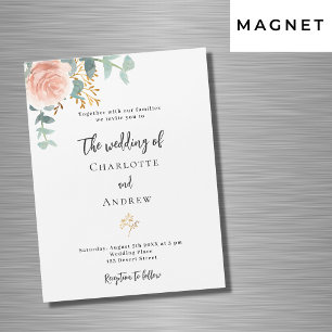 Invitation Magnétique Mariage luxueux d'or rose Floral