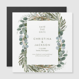 Invitation Magnétique Mariage moderne Eucalyptus Enregistrer la date