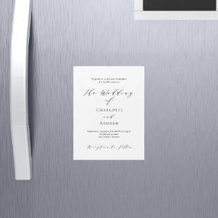 Invitation Magnétique Mariage noir blanc classique formel luxe moderne