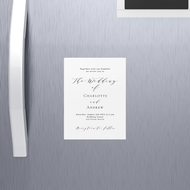 Invitation Magnétique Mariage noir blanc classique formel luxe moderne (Créateur téléchargé)