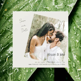Invitation Magnétique Mariage Photo Cream Enregistrer notre Carré Date