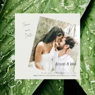Invitation Magnétique Mariage Photo Cream Enregistrer notre Carré Date