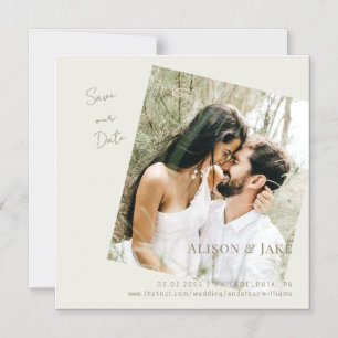 Invitation Magnétique Mariage Photo Cream Enregistrer notre Date Gold Te