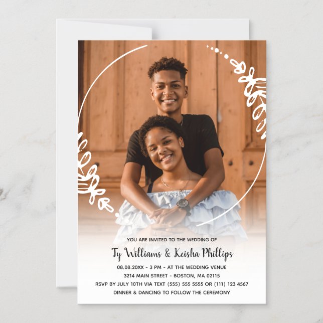 Invitation Magnétique Mariage photo White Wreath  (Recto)