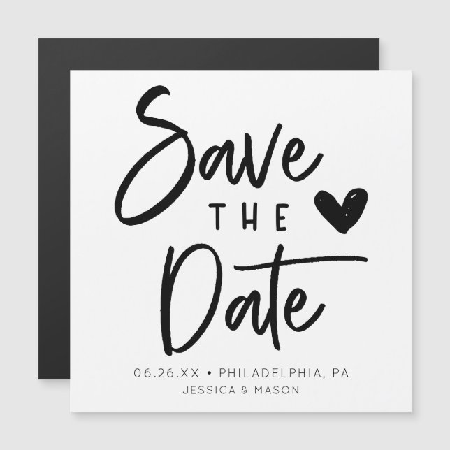 Invitation Magnétique Mariage Rustique manuscrit Enregistrer La Date (Devant / Derrière)