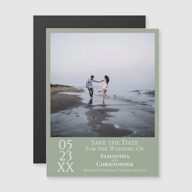 Invitation Magnétique Mariage simple moderne Enregistrer la date Photo S (Devant / Derrière)
