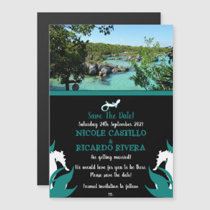 Invitation Magnétique Mariage Tropical Plage Magnétique Enregistrer Les