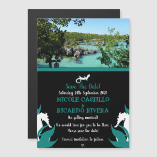 Invitation Magnétique Mariage Tropical Plage Magnétique Enregistrer Les