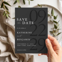 Matte moderne Noir Mariage minimal Enregistrer la
