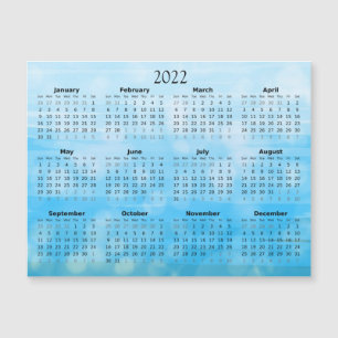 Invitation Magnétique Mini Calendrier 2022 Ombre magnétique bleu