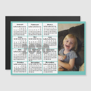 Invitation Magnétique Mini calendrier photo couleur personnalisé
