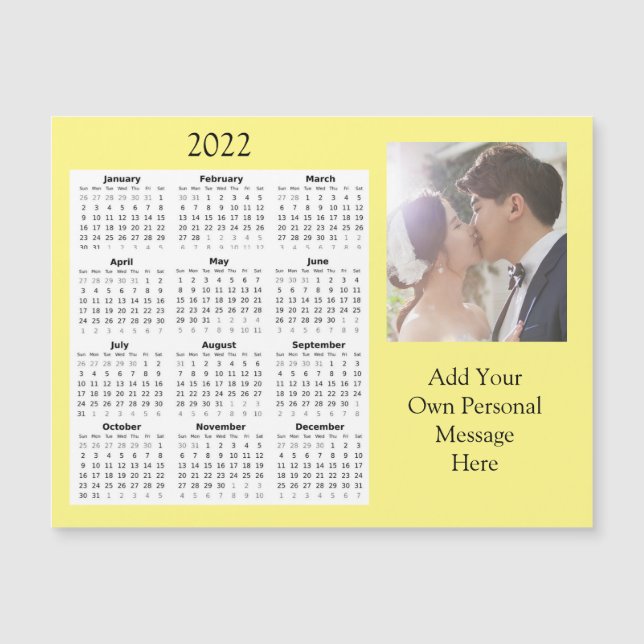 Invitation Magnétique Mini calendrier photo mariage 2022 (Devant)