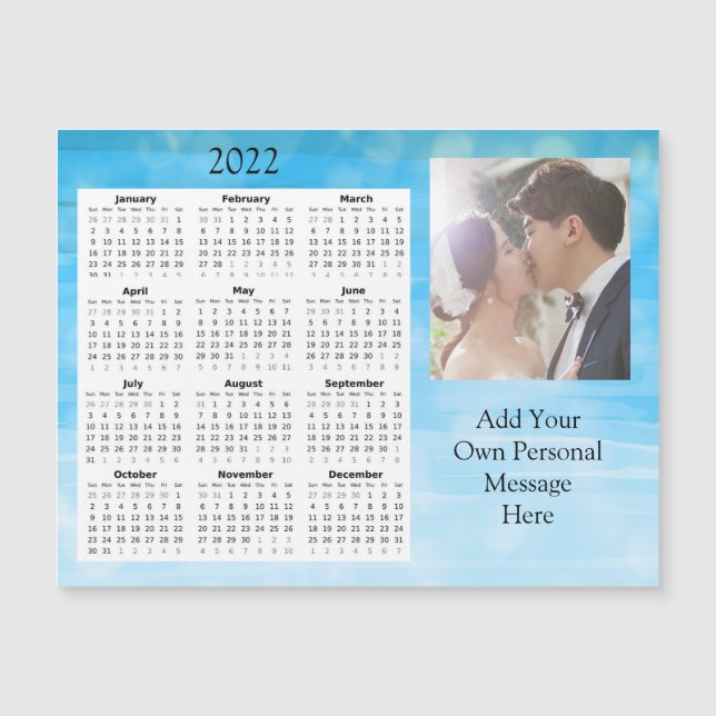 Invitation Magnétique Mini calendrier photo mariage 2022 (Devant)