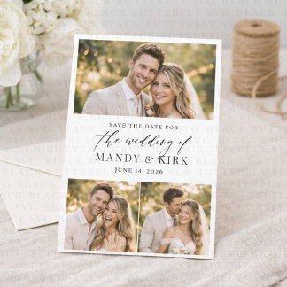 Invitation Magnétique Minimalist Elegant Calligraphy Photo Save the Date