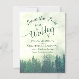 Invitation Magnétique Misty Green Mountain Pines Mariage Sauvez la date