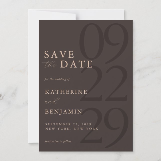 Invitation Magnétique Modern Brown Minimalist Wedding (Recto)