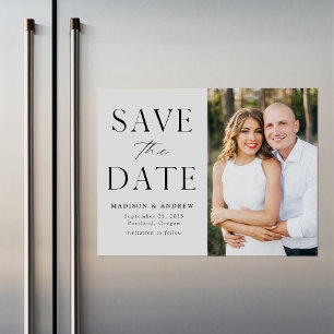 Invitation Magnétique Modern Elegance Light Gray Photo Save the Date