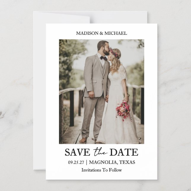 Invitation Magnétique Modern Script Photo Wedding Save The Date (Recto)