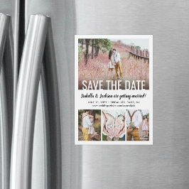 Invitation Magnétique Modern Simple Quatre Photo Mariage Enregistrer la 