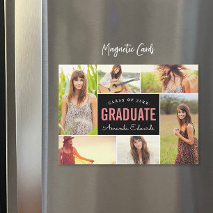 Invitation Magnétique Moderne 6 Photo Collage Annonces de graduation