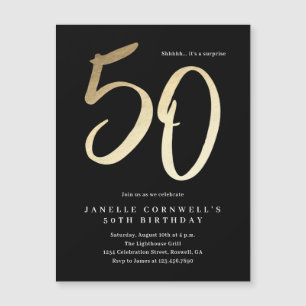 Invitation Magnétique Moderne Minimaliste Or Type 50e Anniversaire