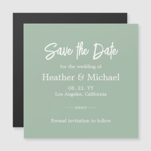 Invitation Magnétique Moderne Sage Vert Économisez Le Mariage Date