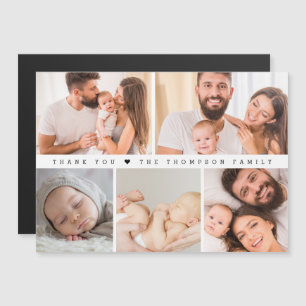 Invitation Magnétique Moderne Simple Nouveau Merci bébé photo collage