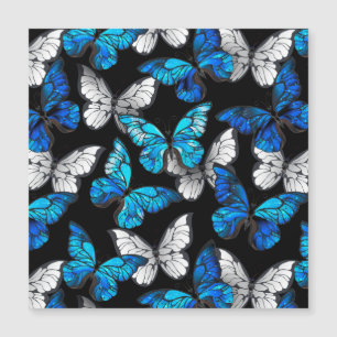 Invitation Magnétique Motif sans couleur foncée avec papillons bleus Mor