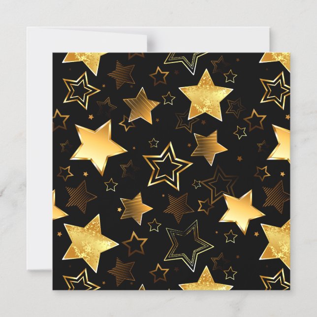 Invitation Magnétique Motif sans couture avec des étoiles dorées (Recto)