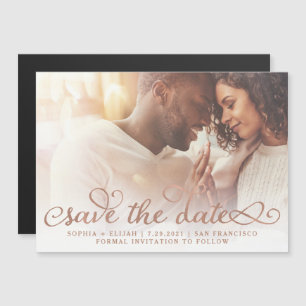 Invitation Magnétique Mots Whimsical   Rose Gold Photo Enregistrer la da