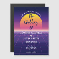 Neon Purple Retro 80s Synthwave Sunset Mariage