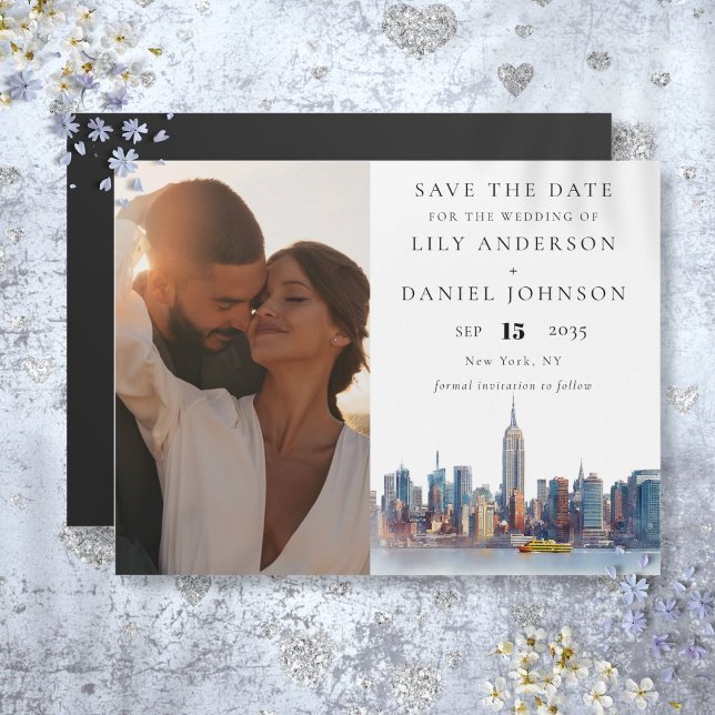 Invitation Magnétique New York City Photo Wedding Enregistrer La Date (New York City Photo Wedding Save The Date Magnetic Invitation)