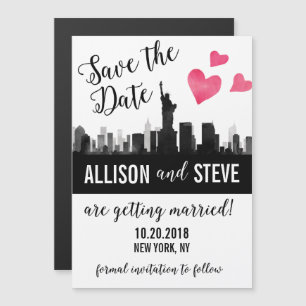 Invitation Magnétique New York City Skyline Wedding Enregistrer la date 