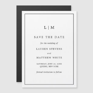 Invitation Magnétique Noir et Blanc simple Mariage Enregistrer la date
