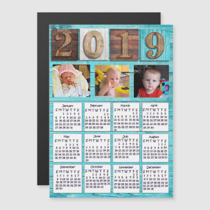 Invitation Magnétique Nombre de bois - Calendrier photo personnalisée 2