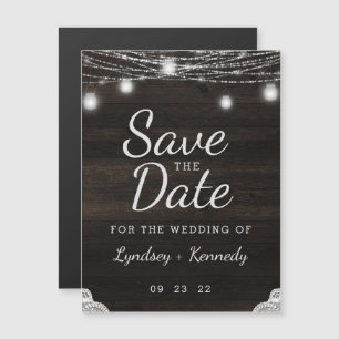 Invitation Magnétique Oak Ridge Rustic Dark Wood Wedding Enregistrer la 