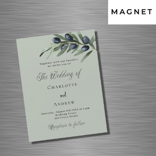 Invitation Magnétique Olivier feuille verdure simple script luxe mariage