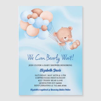 Invitation Magnétique On Peut Attendre De Beau Beige Baby shower Garçon