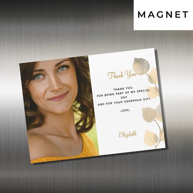 Invitation Magnétique Or d'or d'or d'or d'anniversaire eucalyptus merci  (Créateur téléchargé)