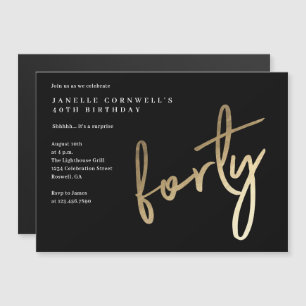 Invitation Magnétique Or minimaliste moderne Type 40e anniversaire
