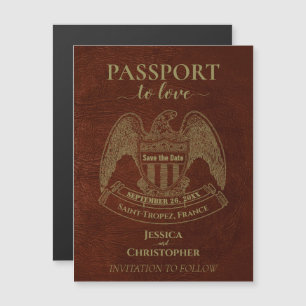 Invitation Magnétique Orange Passport Destination Mariage Enregistrer la