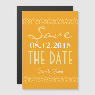 Invitation Magnétique Orange Texte Enregistrer La Date Le Mariage Magnét