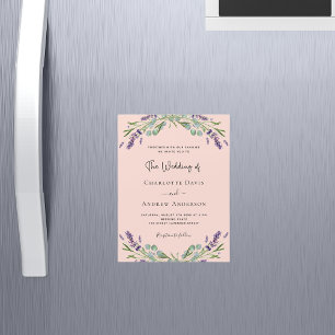 Invitation Magnétique Orfèvres violets de lavande de Pêche mariage de lu