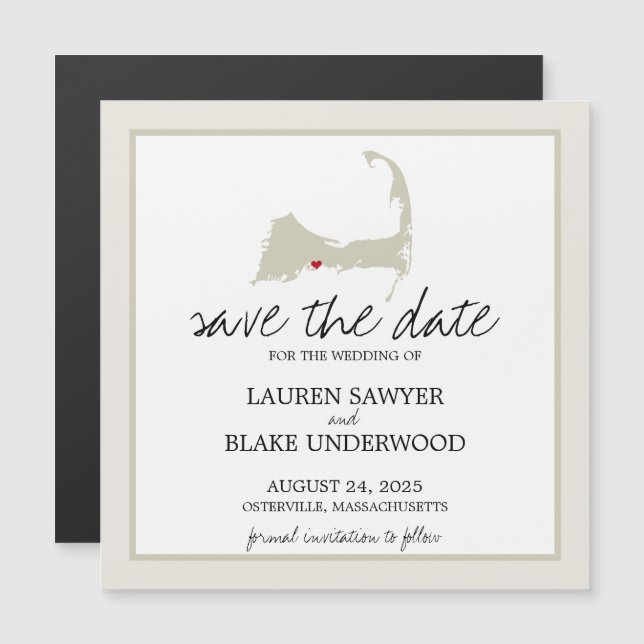 Invitation Magnétique Osterville Cape Cod Wedding Enregistrer la date (Devant / Derrière)