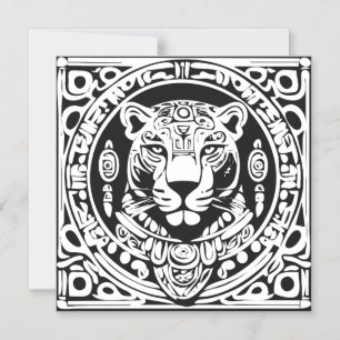 Invitation Magnétique Otorongo Jaguar de style maya ancien et inca